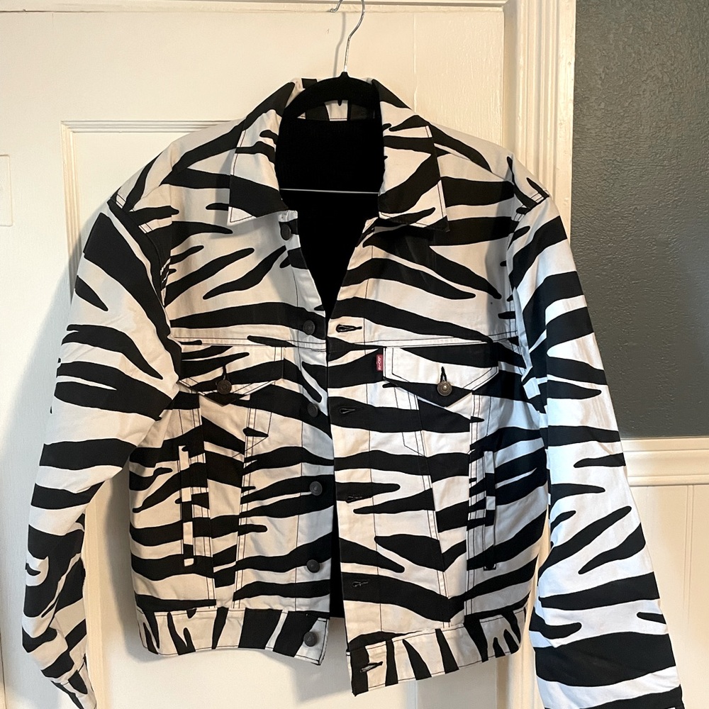 Levi's Zebra Black Corduroy Reversible Jacket Cordura Size Small S